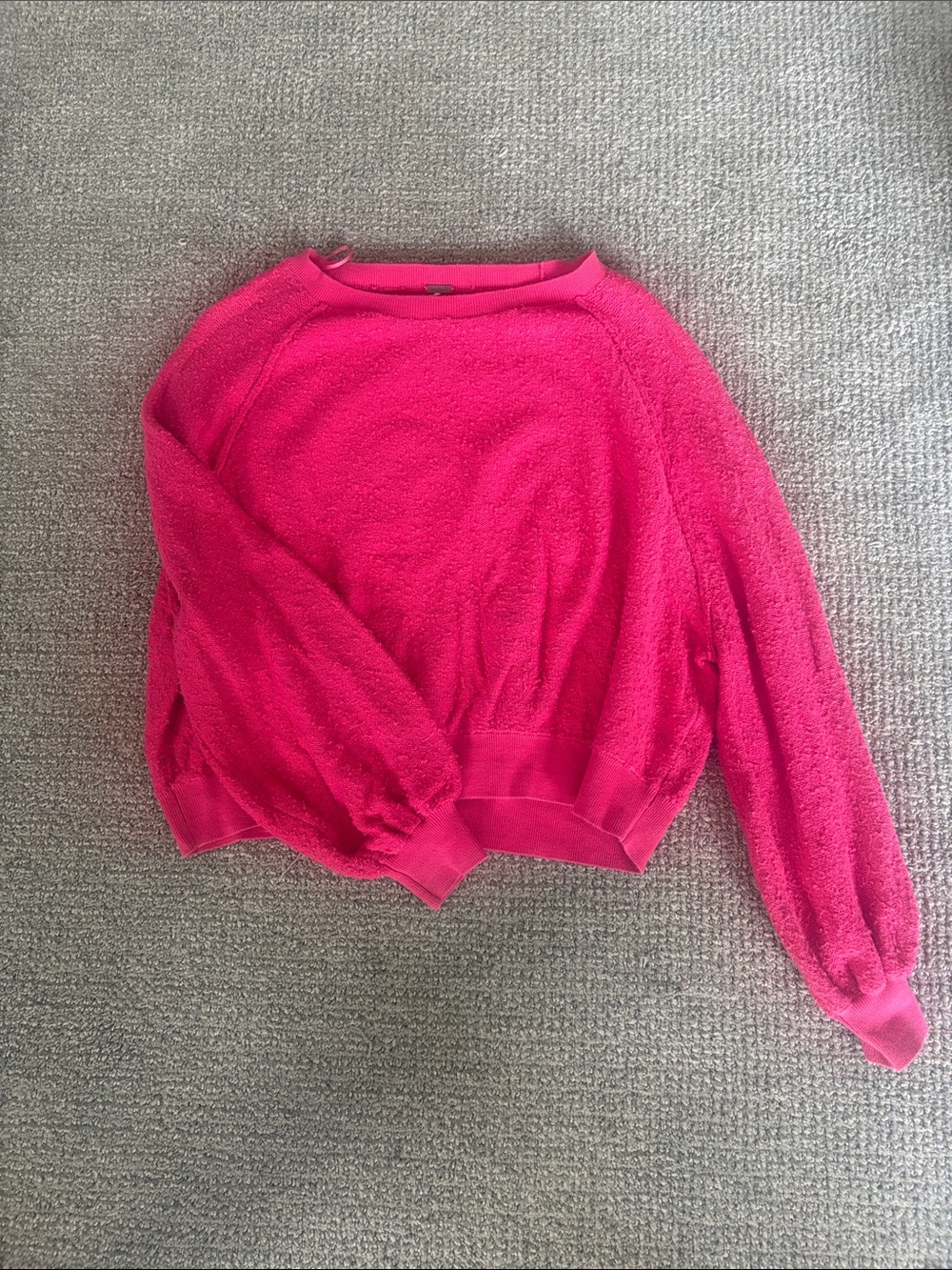 Free People Hot Pink Textured Crewneck Sweater